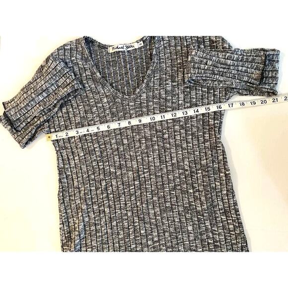 Michael Stars Black & White Long Sleeve V-Neck Ribbed Tunic Knit‎ 8345 Size OS - Picture 7 of 9